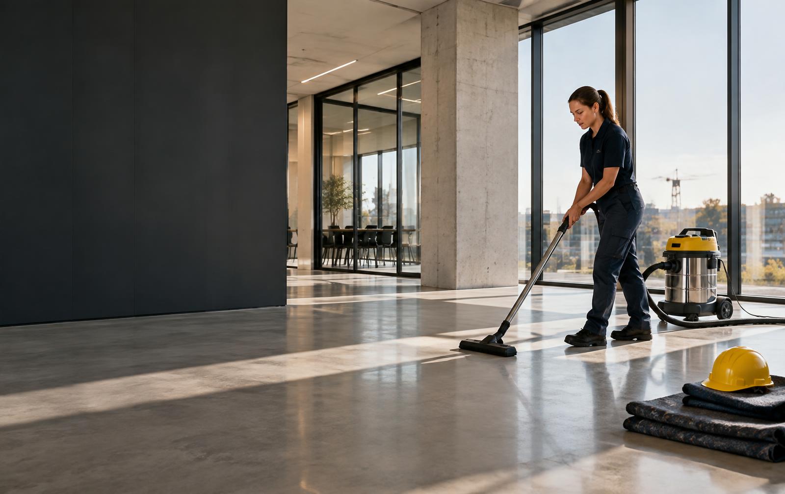Bouwschoonmaak in een nieuw opgeleverd bedrijfspand